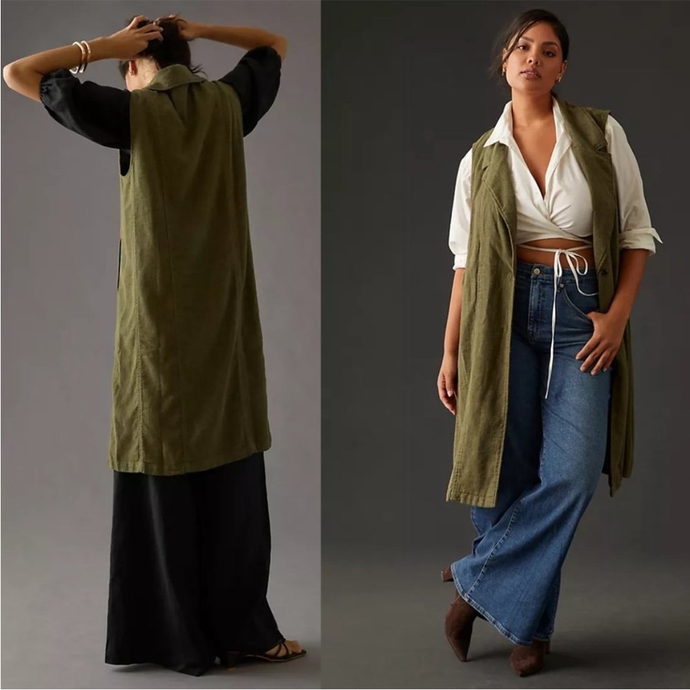 Anthropologie Olive Green Long Vest